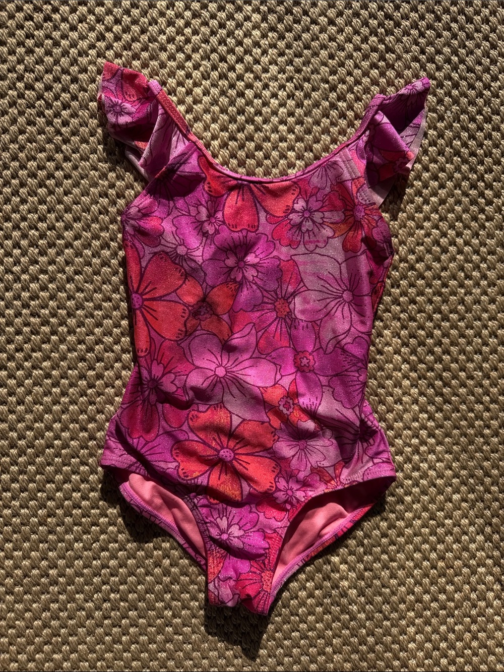 Girls Pink Floral One-Piece Swimsuit